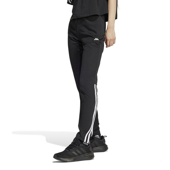 Women's adidas Sereno AEROREADY 3-Stripe Slim Tapered Pants Color: Black White Size: MEDIUM
