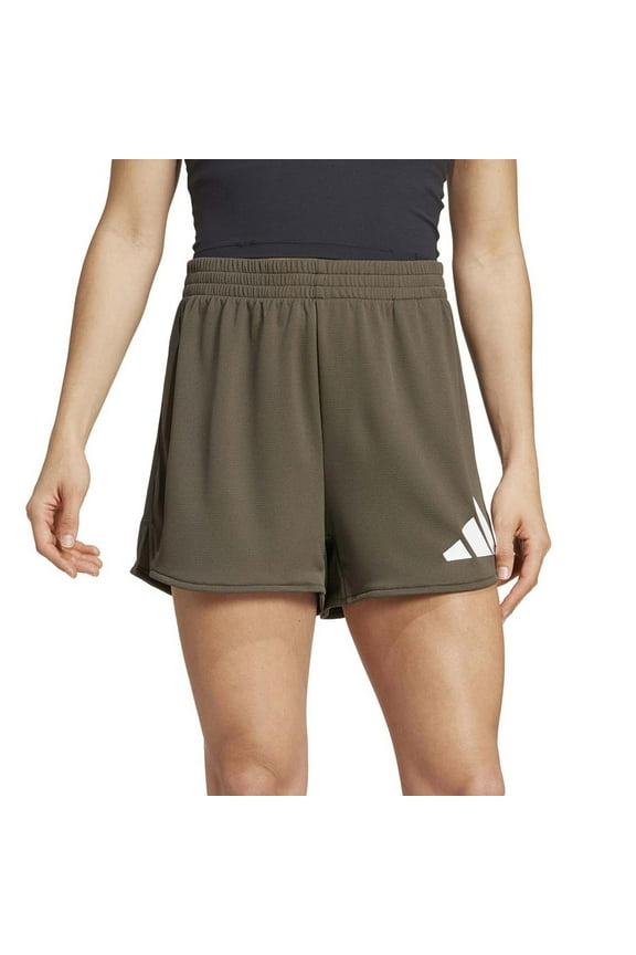 Women's adidas Train Essentials Big Logo Performance Training Shorts Color: Shadow Olive Size: X LARGE
