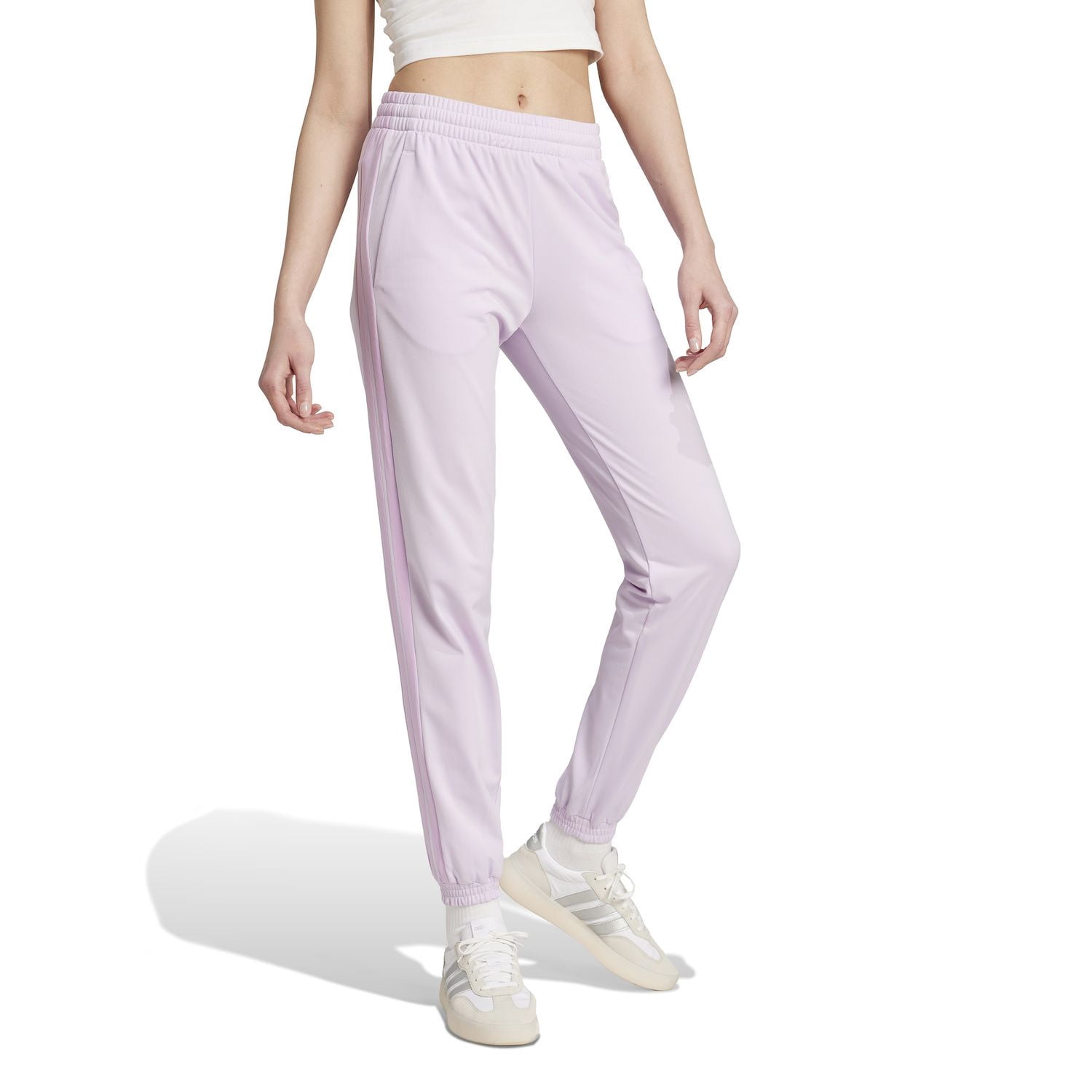Women's adidas Tricot 3-Stripes Track Pants Color: Bliss Lilac Size: LARGE