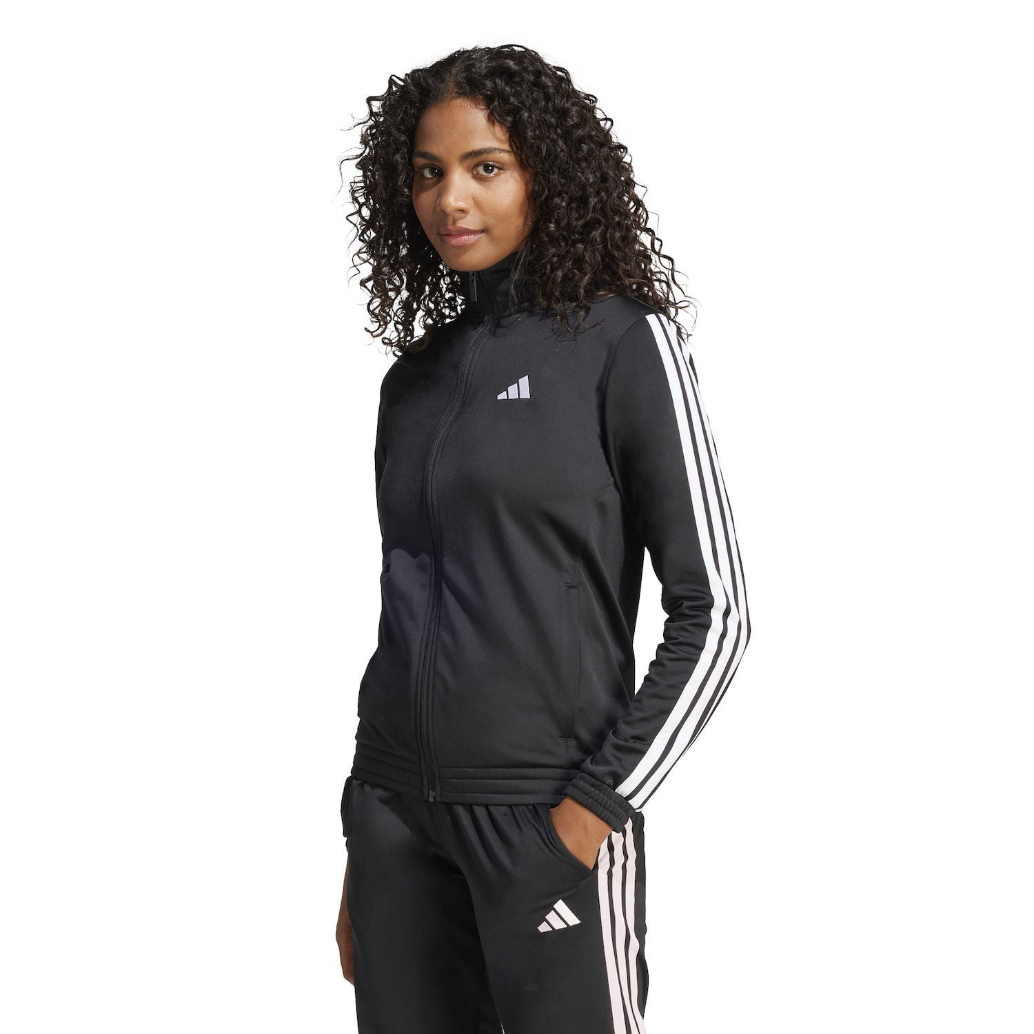 Women's adidas Tricot 3-Stripes Sportswear Track Top Color: Black White Size: SMALL