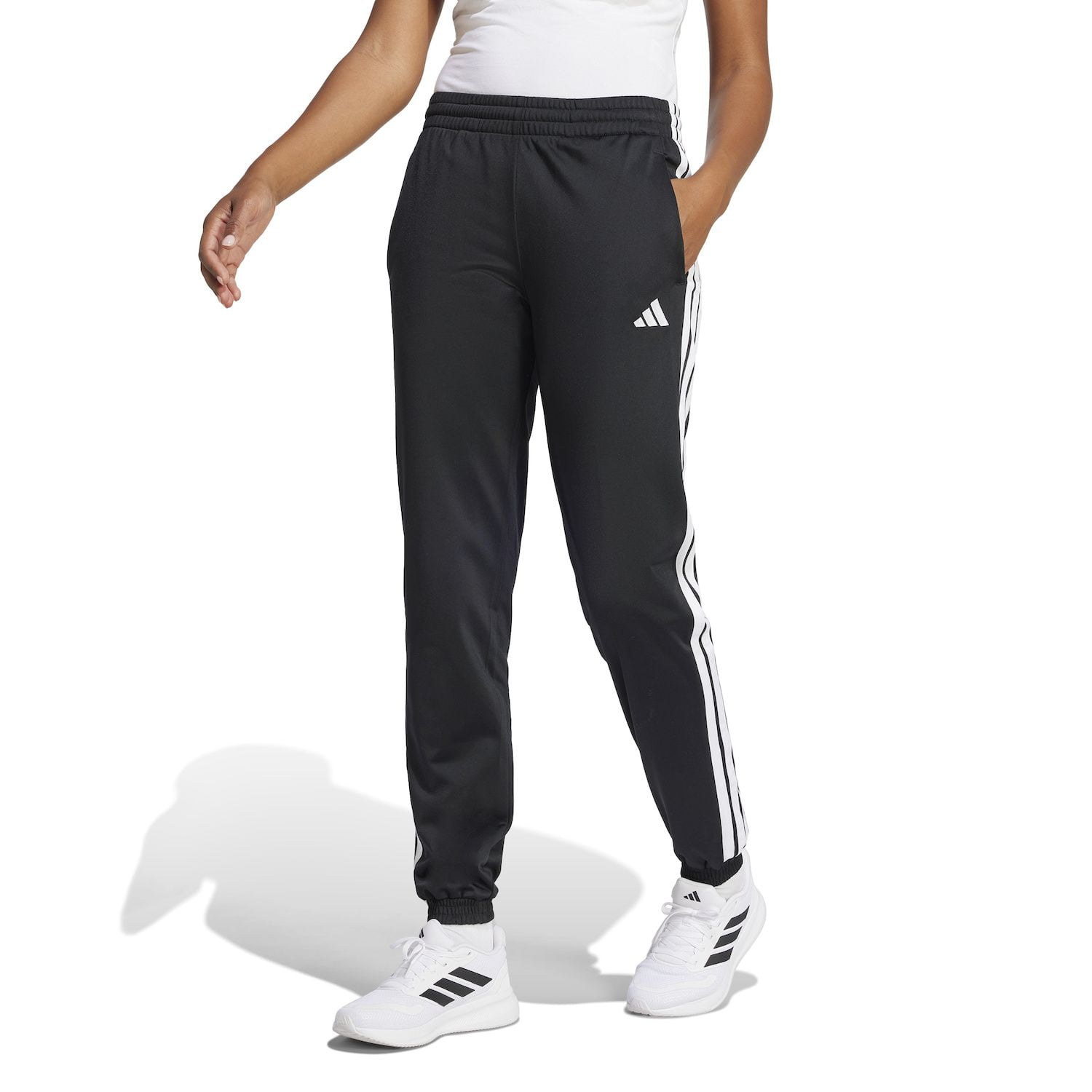 Women's adidas Tricot 3-Stripes Track Pants Color: Black White Size: LARGE