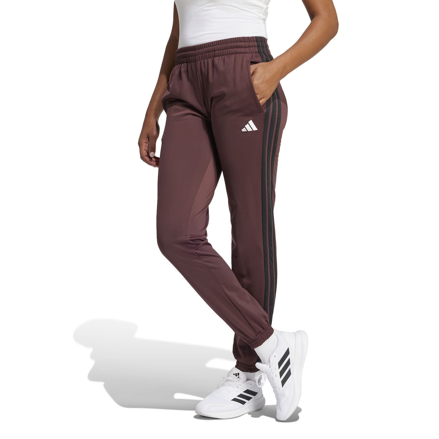 Women's adidas Tricot 3-Stripes Track Pants Color: Aurora Ruby White Size: MEDIUM