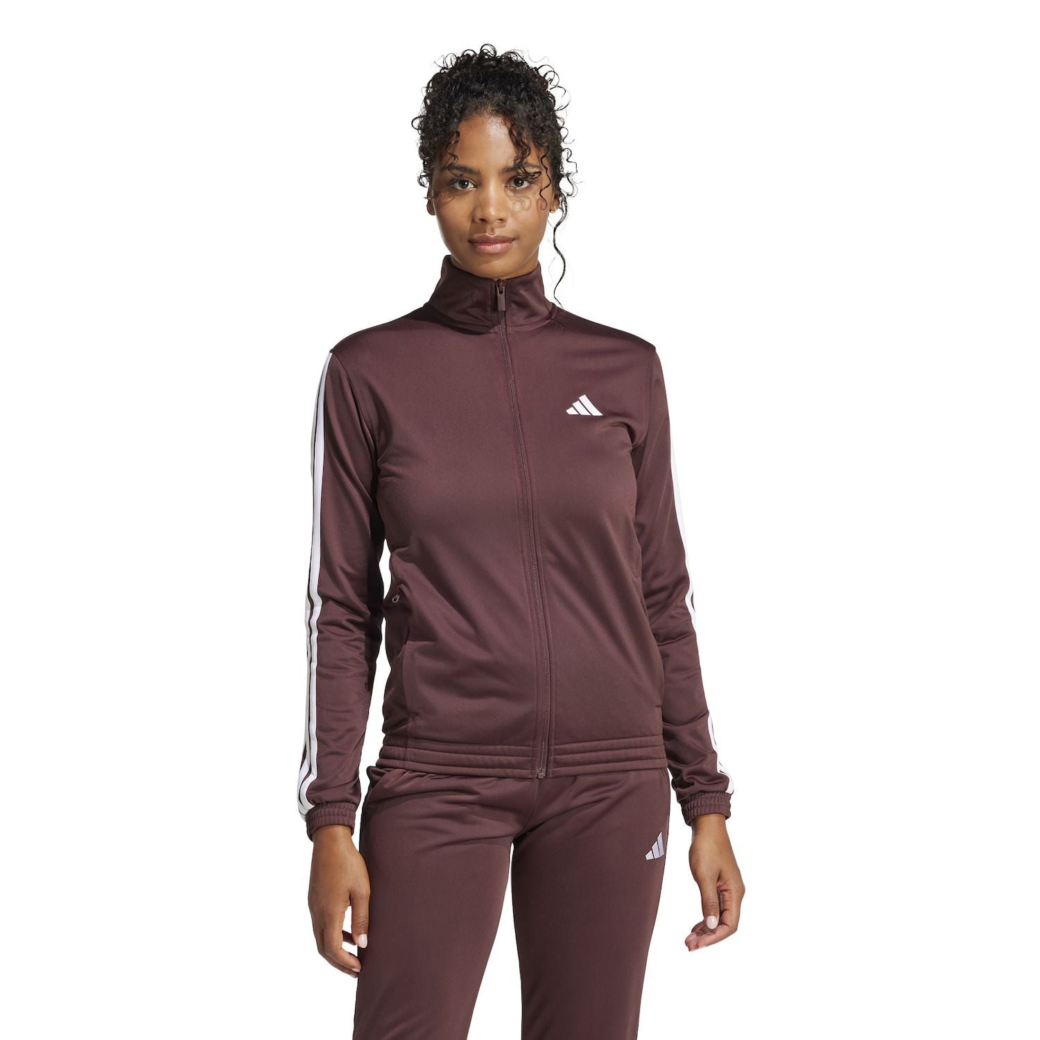 Women's adidas Tricot 3-Stripes Track Top Color: Aurora Ruby White Size: SMALL
