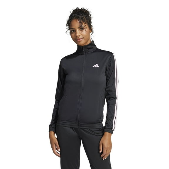 Women's adidas Tricot 3-Stripes Track Top Color: Black Pink Size: MEDIUM