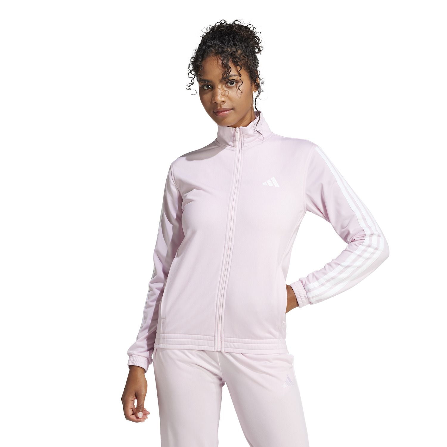 Women's adidas Tricot 3-Stripes Track Top Color: Clear Pink Size: X LARGE