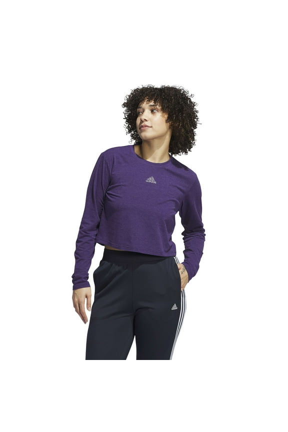Women's adidas Y2K Glam Sportswear Long Sleeve T-Shirt Color: Dark Purple Size: SMALL