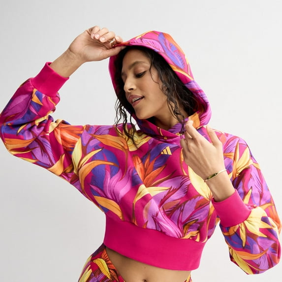 Women's adidas x FARM Training Hoodie Color: Bold Pink Size: MEDIUM