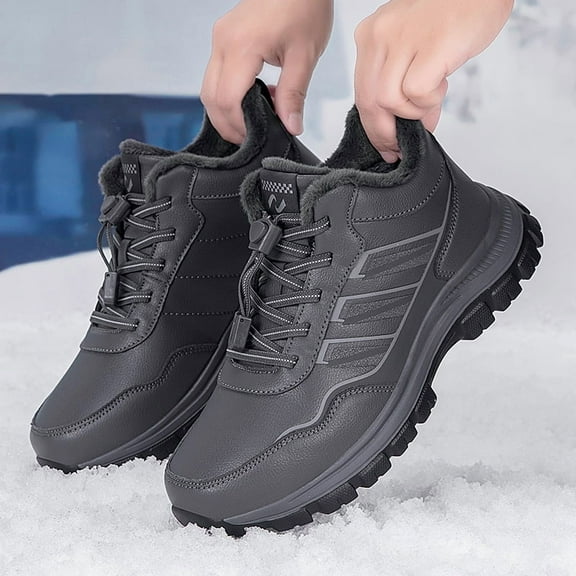 Women's and Men's Ankle Snow Boots, Warm Fur Lined & Anti-Slip Hiking Shoes for Winter Outdoor Walking