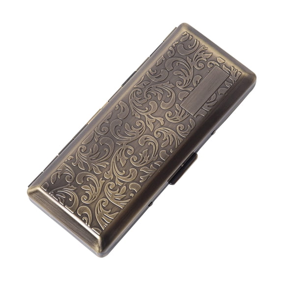 Women's and Men's Metal Cigarette Case, Portable Double Sided Spring Clip, Holds 10 Cigarettes 100mm, Suitable for Self-Sealed Cigarettes. (Bronze)
