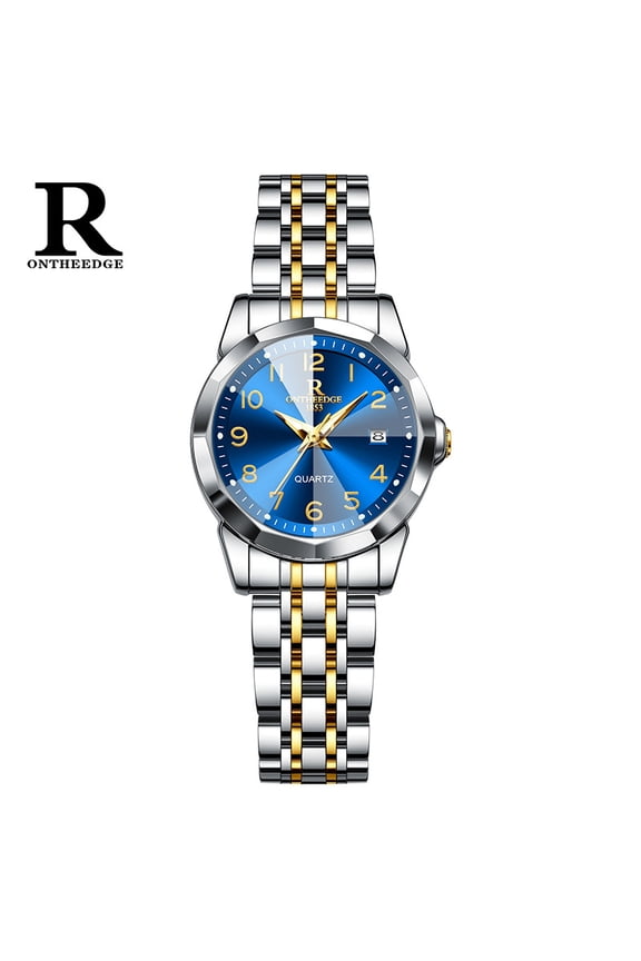 Women's and Men's Quartz Watches, Dual Calendar Diamond Glass Wristwatches for Middle-Aged and Elderly, Luminous Digital Large Dial Waterproof