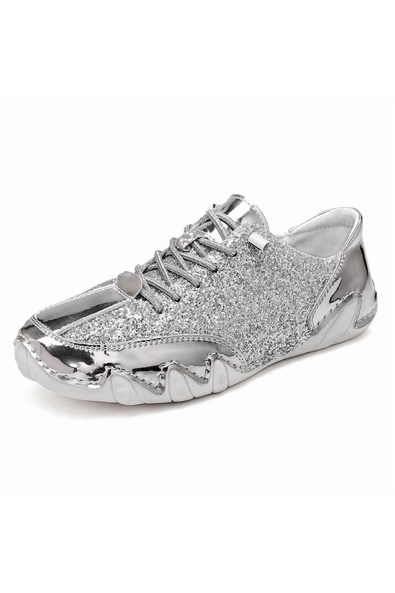 Women's and Men's Sequin Sneakers - Sparkly Low Top Lace-Up Fashion Shoes for Concert & Casual Wear