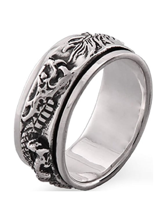 Women's and Men's Sterling Silver Dragon Spinner Ring, Ring Sizes 8 to 13