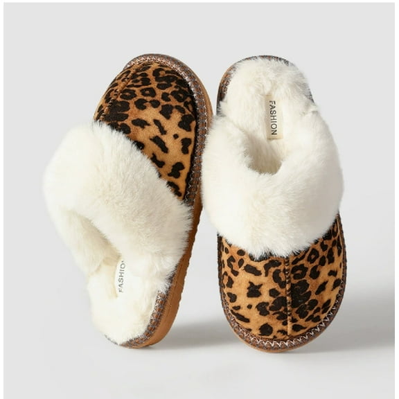 Women's and Men's Suede House Slippers Slip on Fuzzy Slippers with Faux Fur Lining Indoor Outdoor Home Shoes with No-slip Sole