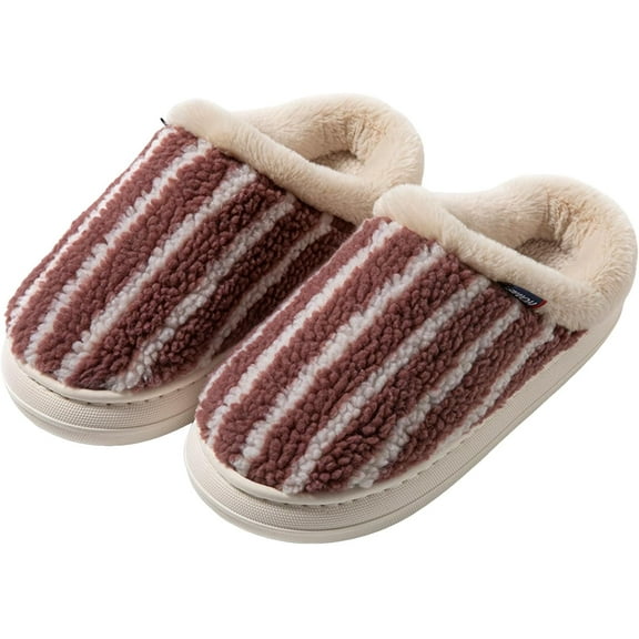 Women's and Men's flat Slippers - Plush Faux Fur Indoor/Outdoor Slides with foot arch pad
