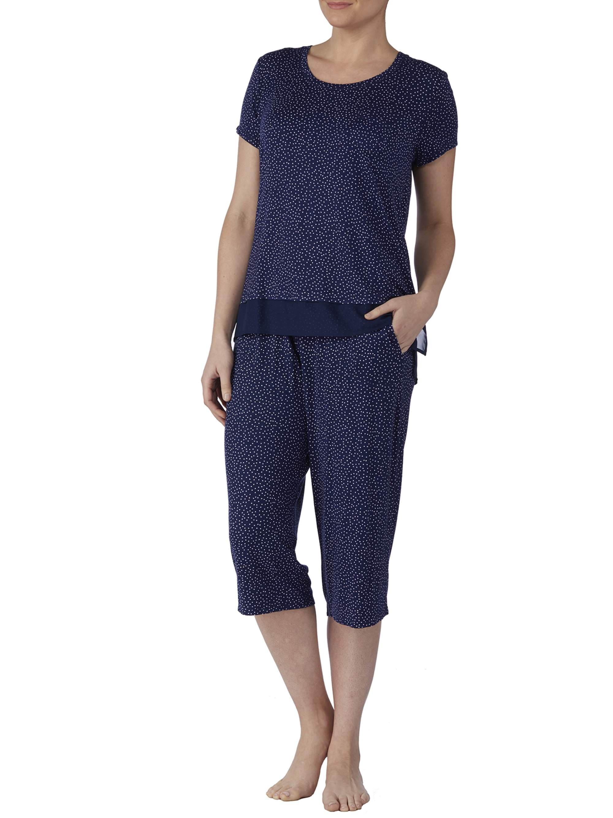 Women's and Women's Plus 2 Piece Capri and Tee Pajama Set