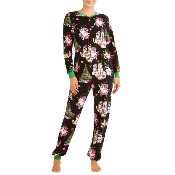 Women's and Women's Plus Christmas Dropseat Union Suit