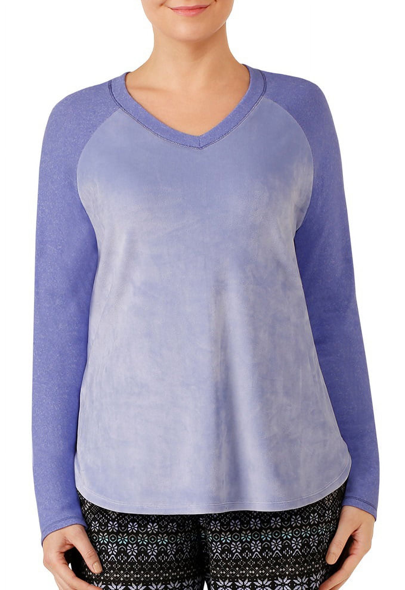 ClimateRight by Cuddl Duds Women's Plus Velour V-Neck Sleep Shirt with ...