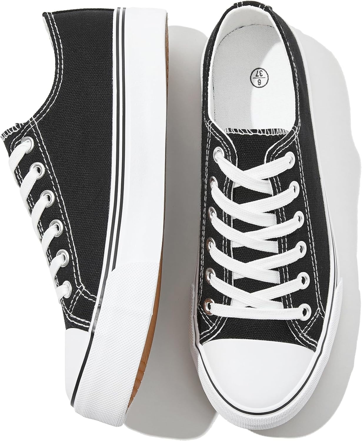 Adult Unisex Low Top Canvas Sneakers Shoes Mens 6  / Women\'s 8 Amazon.com | Unisex Low Top Lace Up Casual Canvas Shoes for  main image 3