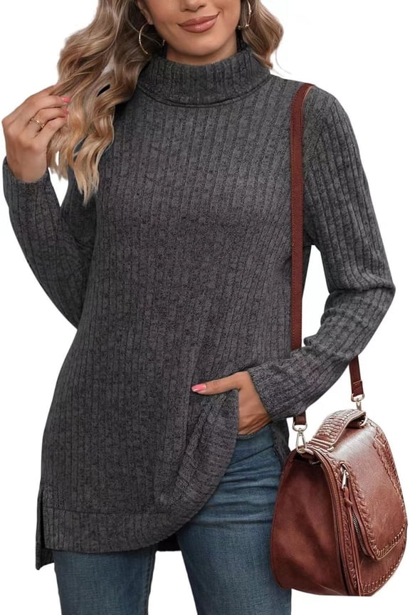 Women's autumn and winter high neck casual versatile mid length warm top
