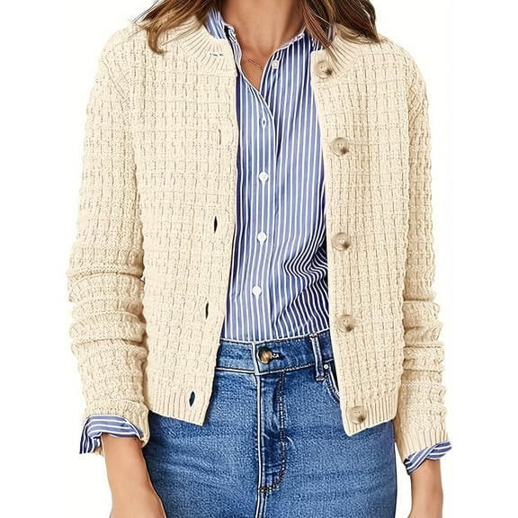 Women's autumn and winter knitting cardigan sweater casual long sleeve lapel button fashionable jacket