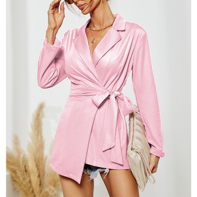 Women's autumn and winter skirt suit long sleeve dress jacketDark Red Size M