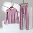thumbnail image 1 of Women's autumn and winter padded thickening warm non-marking underwear couple suit warm clothes de velvet bottoming autumn clothes and trousers Purple M, 1 of 7