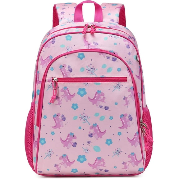 Women's backpack, cute, lightweight, waterproof travel backpack, picnic backpack, dinosaur women's backpack with chest and dinosaur pink