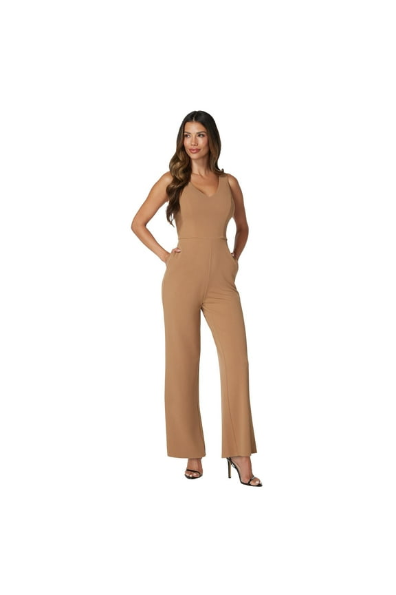 Women's bebe V-Neck Sleeveless Jumpsuit Color: Camel Size: X SMALL
