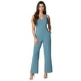 thumbnail image 1 of Women's bebe V-Neck Sleeveless Jumpsuit Color: Denim Size: LARGE, 1 of 4