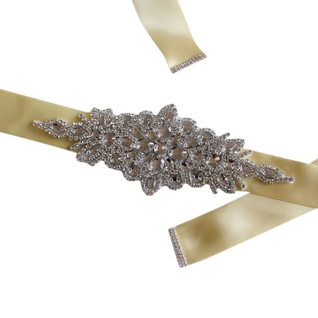 Women's belt Crystal Wedding Belts Satin Rhinestone Wedding Dress Belt  Wedding Accessories Bridal Ribbon Sash Belt Champagne color - Walmart.com