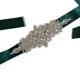 thumbnail image 1 of Women's belt Crystal Wedding Belts Satin Rhinestone Wedding Dress Belt Wedding Accessories Bridal Ribbon Sash Belt Dark green, 1 of 7
