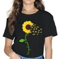 thumbnail image 1 of Women's black short-sleeved crew neck colorful printed T-shirt - 163807-1, 1 of 3