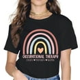 thumbnail image 1 of Women's black short-sleeved crew neck colorful printed T-shirt - 163809-1, 1 of 3
