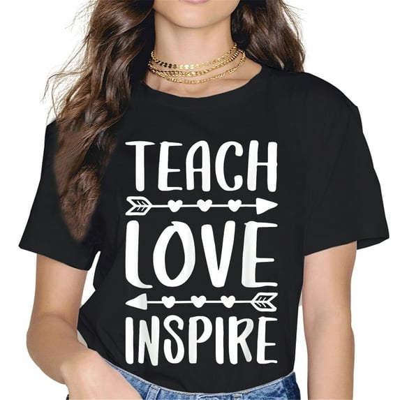 Women's black short-sleeved crew neck colorful printed T-shirt - 163836-1