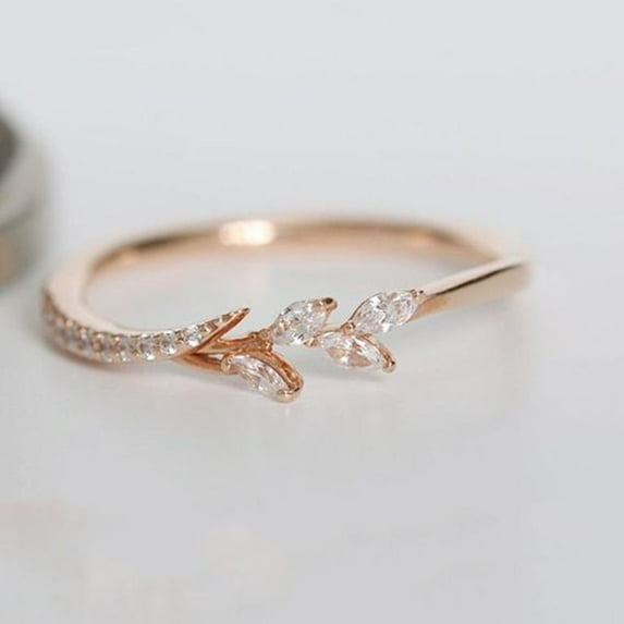Womens Gold Plated Alloy Ring Branch Creative Shape with Gemstones Individually Packed European American Design Fashion Jewelry Ring for Women
