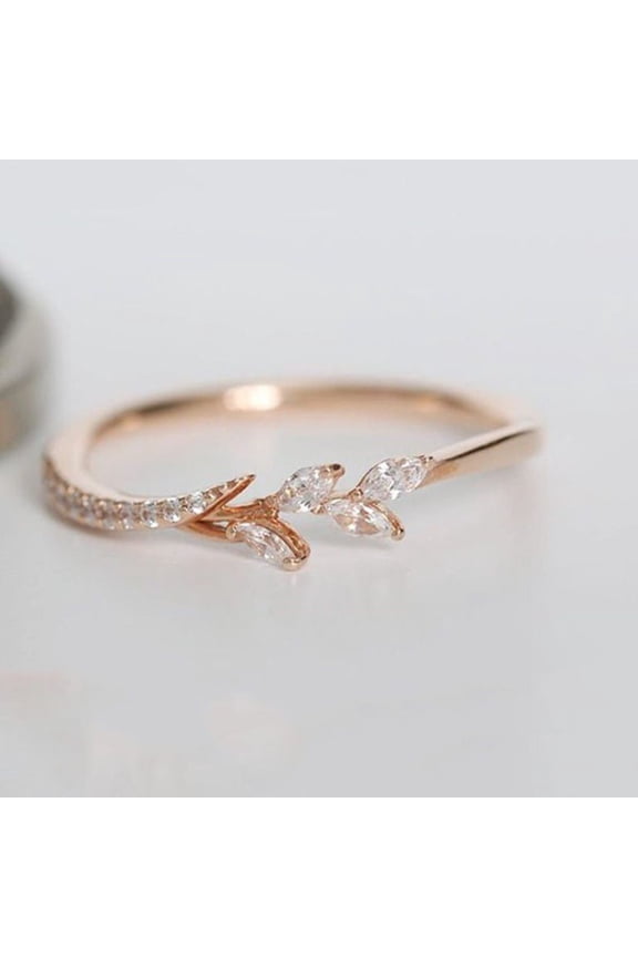 Womens Gold Plated Alloy Ring Branch Creative Shape with Gemstones Individually Packed European American Design Fashion Jewelry Ring for Women