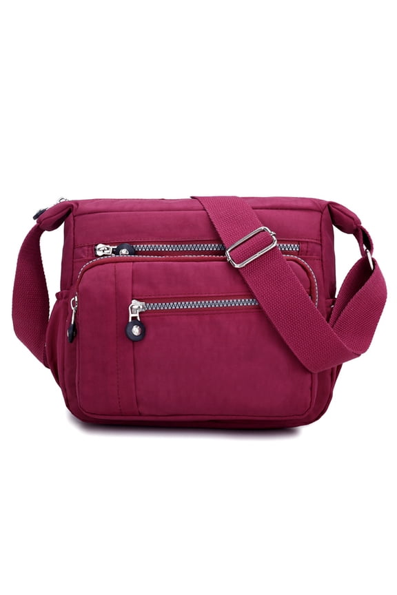 Women's canvas bag Fashion one-shoulder messenger bag Large capacity casual canvas bag Light travel bag-red