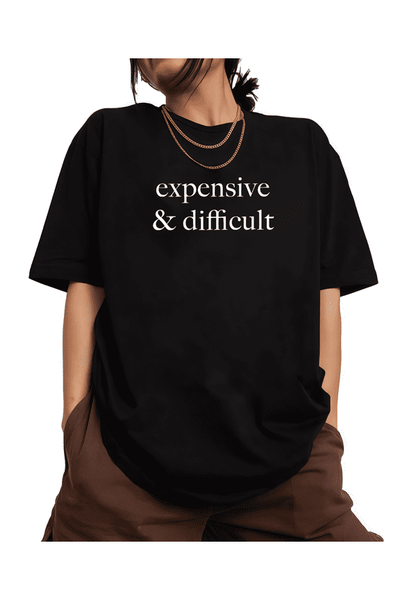 Women's casual "expensive" graphic text printed Tee T-shirt top cotton Soft Breathable Regular Fit black S-5XL