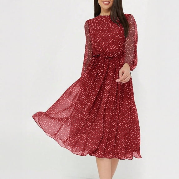 Women's casual floral print tie-waist dress