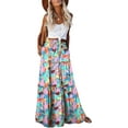 thumbnail image 1 of Women's casual high waist tie printed long maxi skirt,, 1 of 6