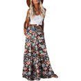 thumbnail image 1 of Women's casual high waist tie printed long maxi skirt,, 1 of 6