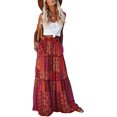 thumbnail image 1 of Women's casual high waist tie printed long maxi skirt,, 1 of 11