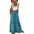 thumbnail image 1 of Women's casual high waist tie printed long maxi skirt,, 1 of 8