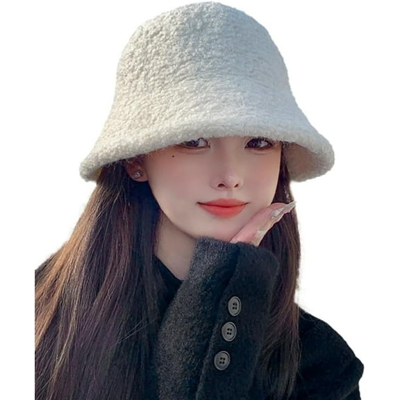 Women's casual knitted fisherman's hat Winter warm wool cap Autumn solid color hat