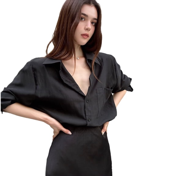 Women's casual loose long-sleeved polo collar sun-protective comfortable shirt