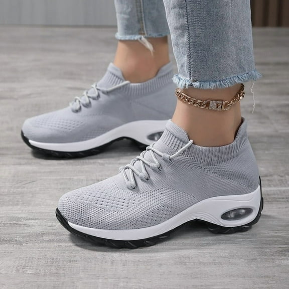 Women's Walking Shoes Sock Sneakers - Mesh Air Cushion Lady Girls Modern Jazz Dance Easy Shoes Platform Loafers