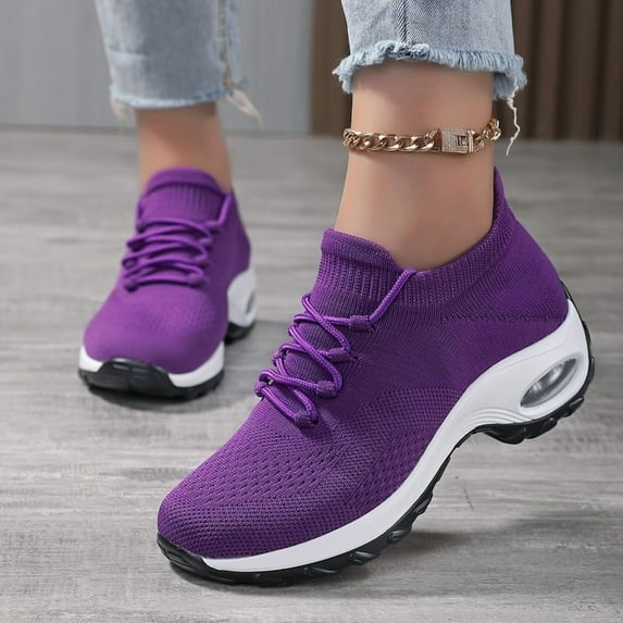 Women's Walking Shoes Sock Sneakers - Mesh Air Cushion Lady Girls Modern Jazz Dance Easy Shoes Platform Loafers