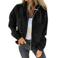 thumbnail image 1 of Women's corduroy drawstring hooded coat loose coat, 1 of 8