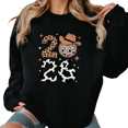thumbnail image 1 of Women's cotton Black Crew Neck Sweatshirt 2026 Cowboy Disco Animal Print Graphic Print Casual Pullover S-3XL, 1 of 5