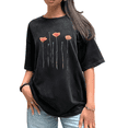 thumbnail image 1 of Women's cotton Black Print Tshirt Graphic Tees Poppy Flower Pattern Shirts S-2XL Casual Daily Tops, 1 of 5
